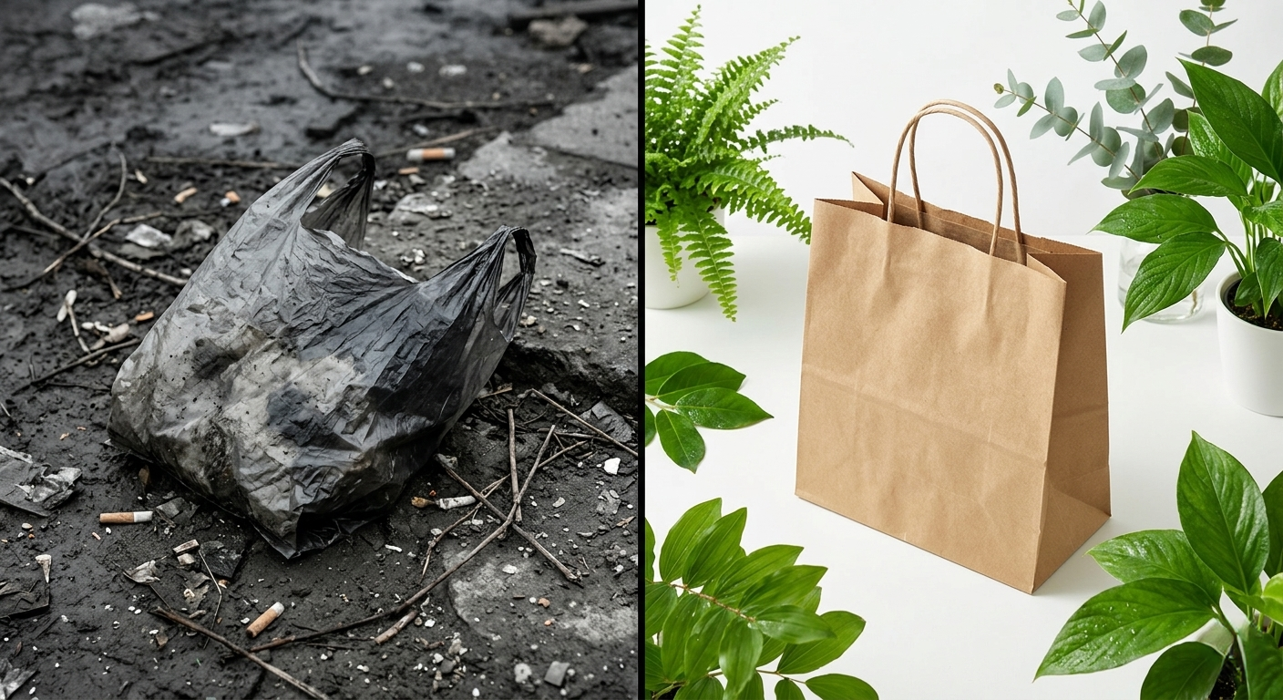 שקיות נייר לעומת ניילון