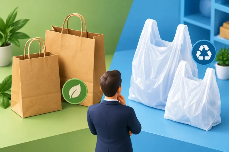שקיות נייר מול פלסטיק: מה נכון לעסק שלכם?